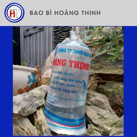 Túi PE đóng tôm in 2 màu lồng gấp 1